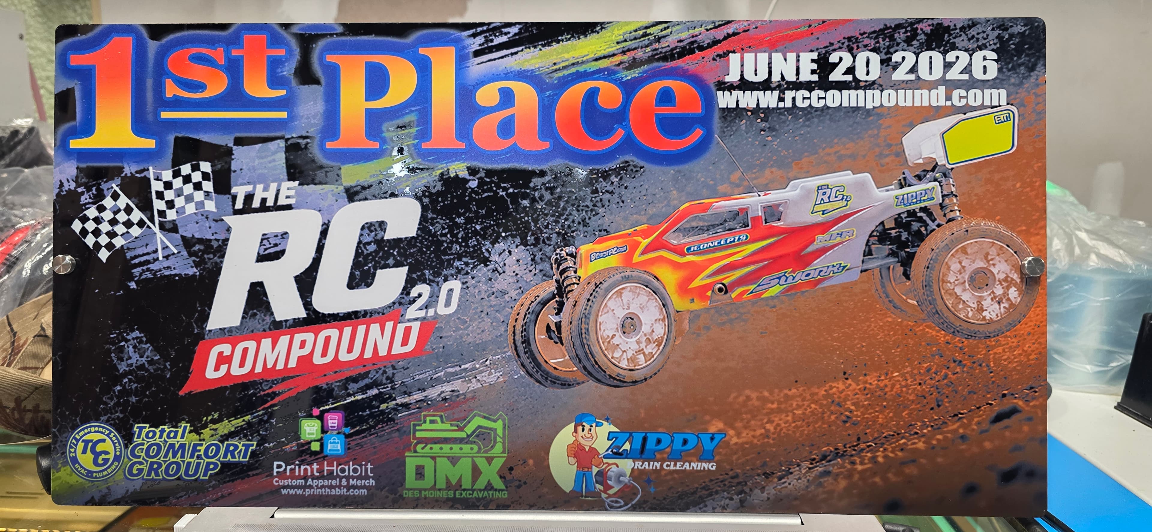 Custom UV-printed acrylic race award by Print Habit, Coatesville PA