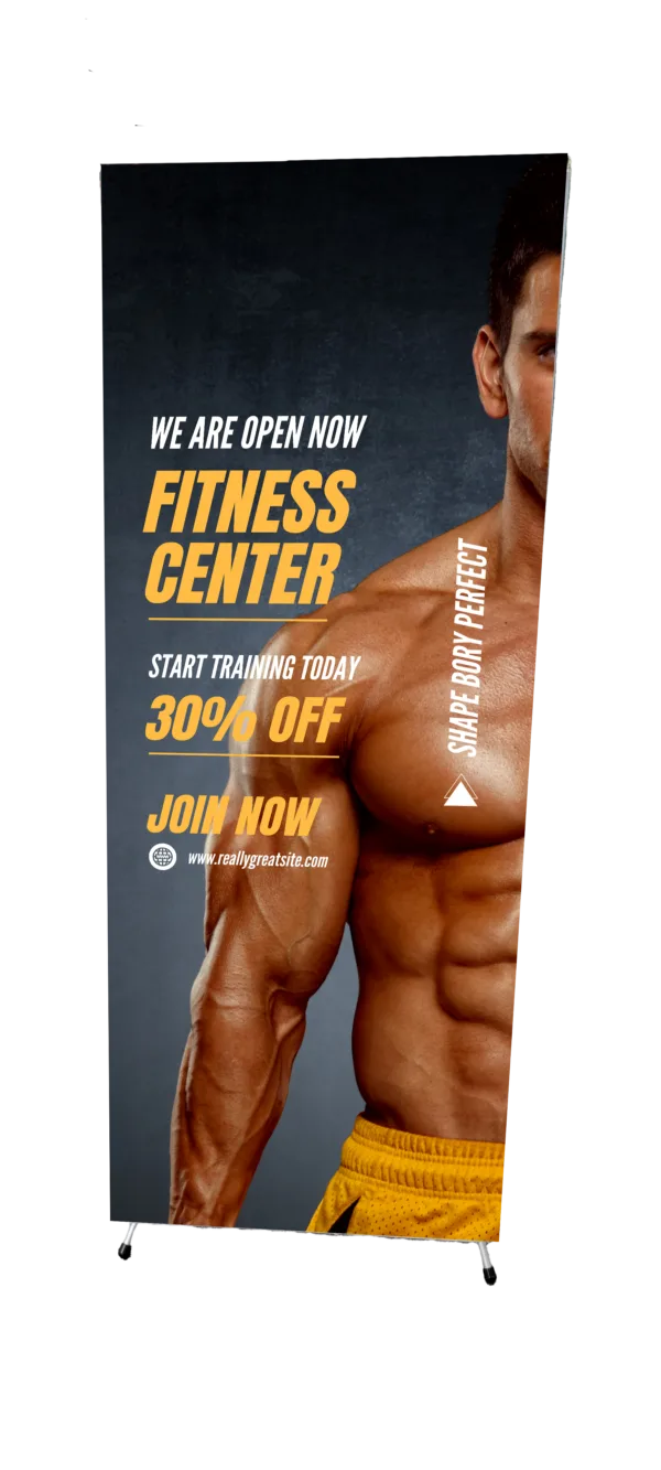 Portable and lightweight small X banner stand for events and promotions