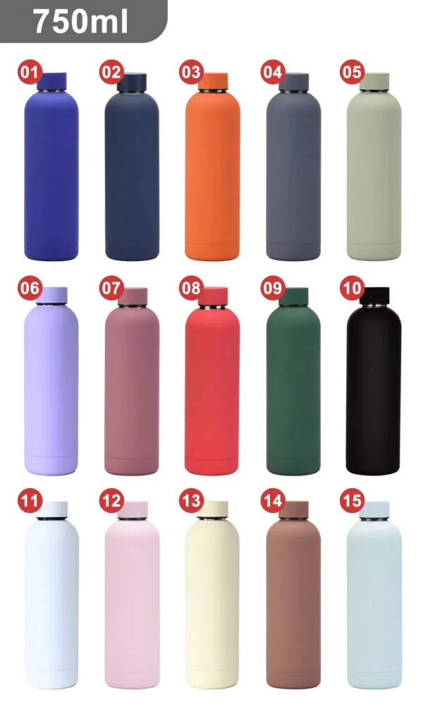 Custom 750ml Stainless Steel Sport Water Bottle – Frosted Soft Touch, Double-Wall Vacuum Insulated (Bundle) - Image 3