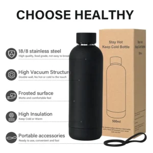 Double-wall insulated stainless steel sport water bottle, personalized for corporate branding